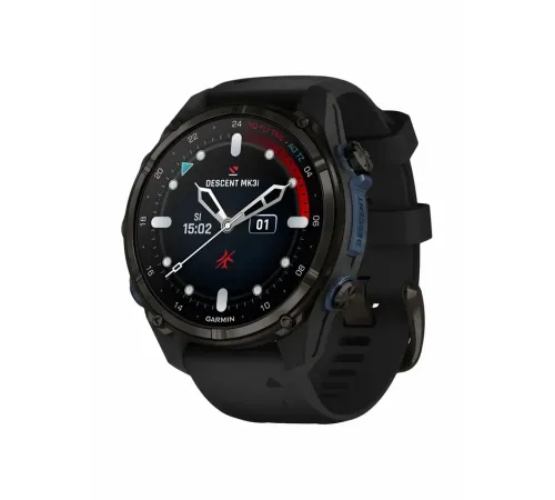 Garmin Descent Mk3i – 43 mm Carbon Gray DLC Titanium with Black Silicone Band