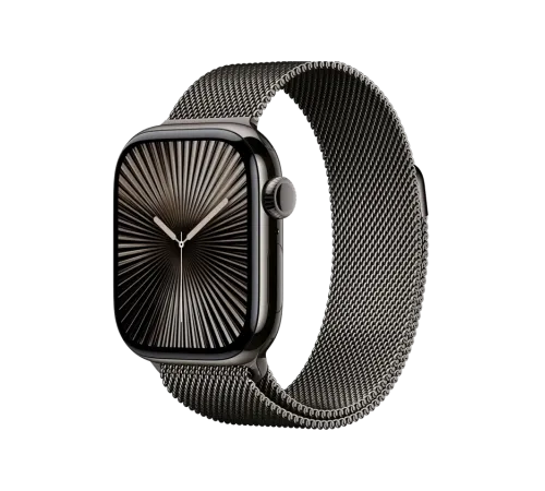 Apple Watch 10, 46 mm, Black Titanium Stainless steel, Black Milanese Loop