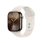 Apple Watch 10, 42 mm, Gold Titanium Stainless steel, Starlight Sport Band, S/M
