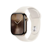 Apple Watch 10, 42 mm, Gold Titanium Stainless steel, Starlight Sport Band, S/M