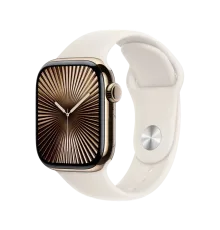 Apple Watch 10, 42 mm, Gold Titanium Stainless steel, Starlight Sport Band, S/M