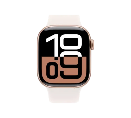 Apple Watch 10, 42 mm, Rose Gold Aluminium, Light pink Sport Band, S/M