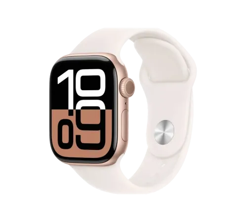 Apple Watch 10, 42 mm, Rose Gold Aluminium, Light pink Sport Band, S/M