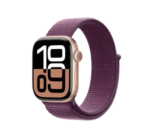 Apple Watch 10, 42 mm, Rose Gold Aluminium, Plum Sport Loop