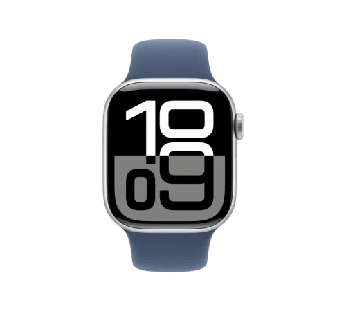 Apple Watch 10, 42 mm, Silver Aluminium, Storm blue Sport Band, M/L