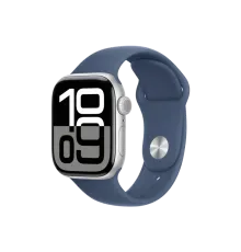 Apple Watch 10, 42 mm, Silver Aluminium, Storm blue Sport Band, M/L