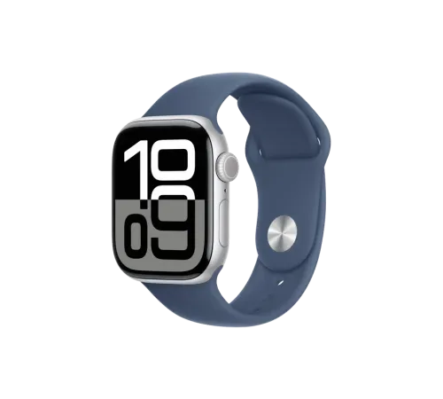 Apple Watch 10, 42 mm, Silver Aluminium, Storm blue Sport Band, M/L