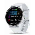 Garmin Venu 3 Silver Stainless Steel Bezel with Whitestone Case and Silicone Band