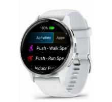 Garmin Venu 3 Silver Stainless Steel Bezel with Whitestone Case and Silicone Band