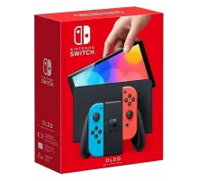 Nintendo Switch OLED Чёрный, с неоновыми Joy-Con