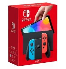 Nintendo Switch OLED Чёрный, с неоновыми Joy-Con