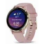 Garmin Venu 3S Soft Gold Stainless Steel Bezel with Dust Rose Case and Silicone Band