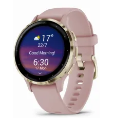 Garmin Venu 3S Soft Gold Stainless Steel Bezel with Dust Rose Case and Silicone Band