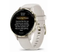 Garmin Venu 3S Soft Gold Stainless Steel Bezel with Ivory Case and Silicone Band
