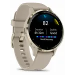 Garmin Venu 3S Soft Gold Stainless Steel Bezel with French Gray Case and Silicone Band