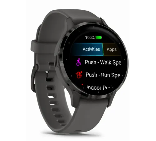 Garmin Venu 3S Slate Stainless Steel Bezel with Pebble Gray Case and Silicone Band