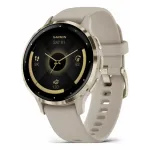 Garmin Venu 3S Soft Gold Stainless Steel Bezel with French Gray Case and Silicone Band