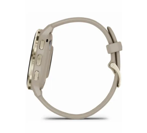 Garmin Venu 3S Soft Gold Stainless Steel Bezel with French Gray Case and Silicone Band