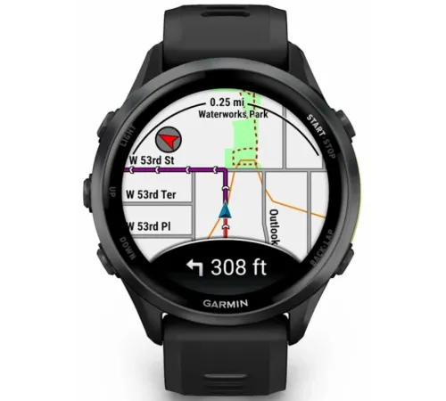 Garmin Forerunner 970 Carbon Gray DLC Titanium with Black Case and Black/Translucent Whitestone Band