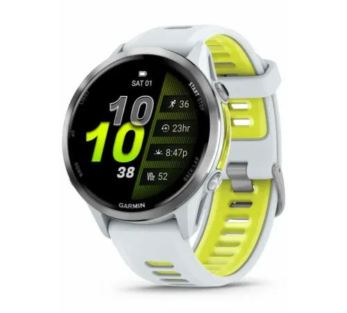 Garmin Forerunner 970 Titanium with Whitestone Case and Whitestone/Translucent Amp Yellow Band