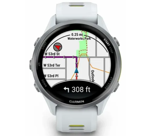 Garmin Forerunner 970 Titanium with Whitestone Case and Whitestone/Translucent Amp Yellow Band