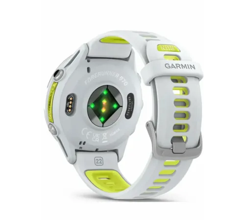 Garmin Forerunner 970 Titanium with Whitestone Case and Whitestone/Translucent Amp Yellow Band