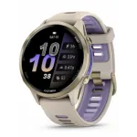 Garmin Forerunner 970 Soft Gold Titanium with French Gray Case and French Gray/Translucent Indigo Band