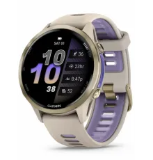 Garmin Forerunner 970 Soft Gold Titanium with French Gray Case and French Gray/Translucent Indigo Band