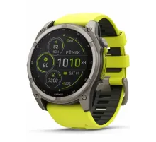 Garmin Fenix 8 51 Solar Sapphire Carbon Gray DLC Titanium with Amp Yellow/Graphite Silicone Band