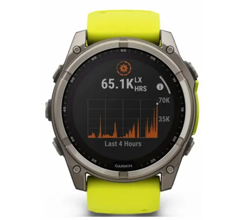 Garmin Fenix 8 51 Solar Sapphire Carbon Gray DLC Titanium with Amp Yellow/Graphite Silicone Band