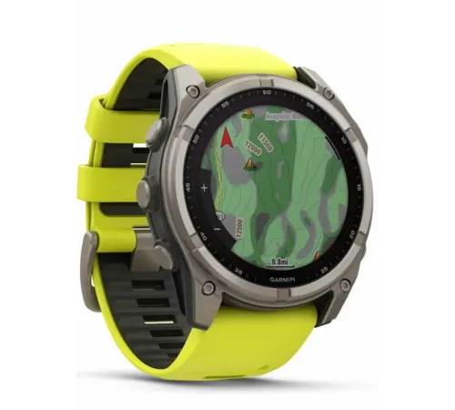 Garmin Fenix 8 51 Solar Sapphire Carbon Gray DLC Titanium with Amp Yellow/Graphite Silicone Band