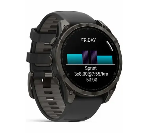Garmin Fenix 8 47 Amoled Sapphire Carbon Gray DLC Titanium with Black Silicone