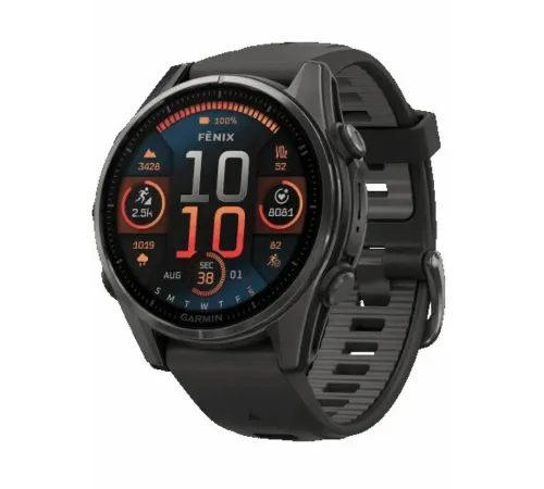Garmin Fenix 8 47 Amoled Sapphire Carbon Gray DLC Titanium with Black/Pebble Gray Silicone