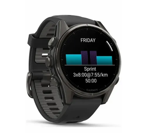 Garmin Fenix 8 47 Amoled Sapphire Carbon Gray DLC Titanium with Black/Pebble Gray Silicone