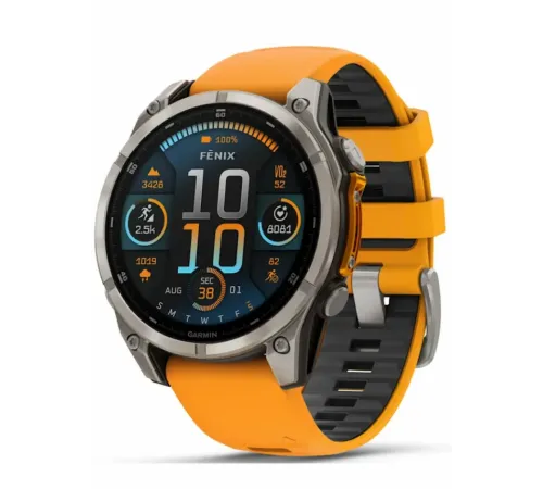Garmin Fenix 8 51 Amoled Sapphire Carbon Gray DLC Titanium with Spark Orange/Graphite Silicone Band