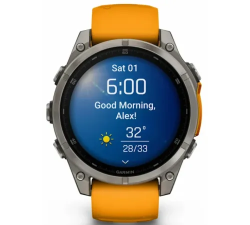 Garmin Fenix 8 51 Amoled Sapphire Carbon Gray DLC Titanium with Spark Orange/Graphite Silicone Band