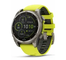 Garmin Fenix 8 47 Solar Sapphire Carbon Gray DLC Titanium with Amp Yellow/Graphite Silicone Band