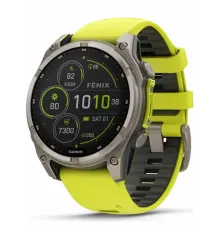Garmin Fenix 8 47 Solar Sapphire Carbon Gray DLC Titanium with Amp Yellow/Graphite Silicone Band