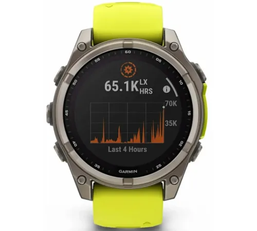 Garmin Fenix 8 47 Solar Sapphire Carbon Gray DLC Titanium with Amp Yellow/Graphite Silicone Band