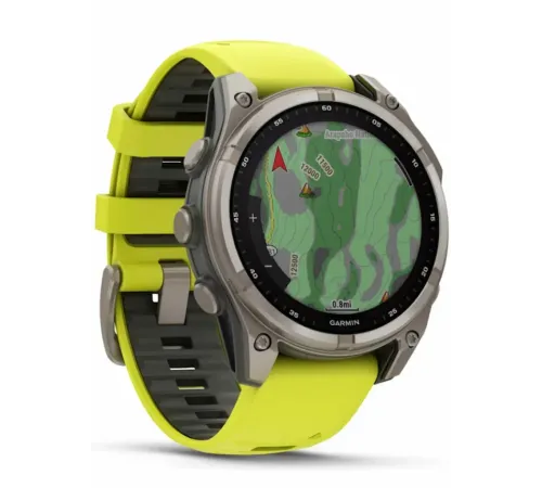 Garmin Fenix 8 47 Solar Sapphire Carbon Gray DLC Titanium with Amp Yellow/Graphite Silicone Band