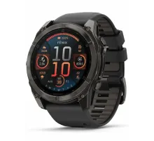 Garmin Fenix 8 51 Amoled Sapphire Carbon Gray DLC Titanium with Black/Pebble Gray Silicone Band