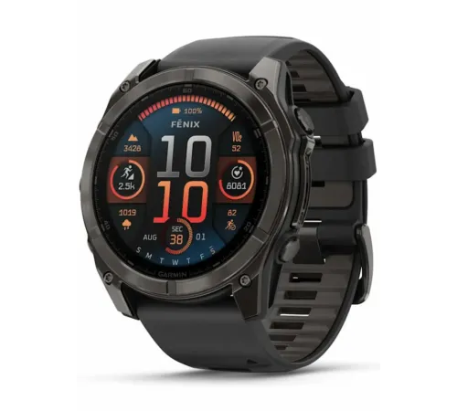 Garmin Fenix 8 51 Amoled Sapphire Carbon Gray DLC Titanium with Black/Pebble Gray Silicone Band
