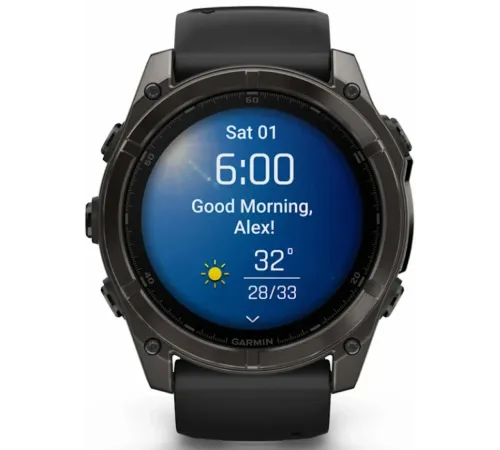 Garmin Fenix 8 51 Amoled Sapphire Carbon Gray DLC Titanium with Black/Pebble Gray Silicone Band