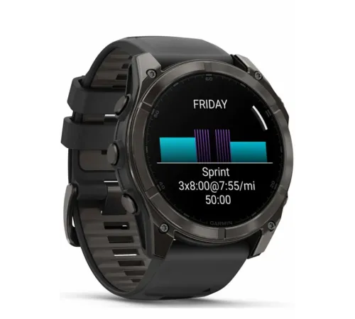 Garmin Fenix 8 51 Amoled Sapphire Carbon Gray DLC Titanium with Black/Pebble Gray Silicone Band