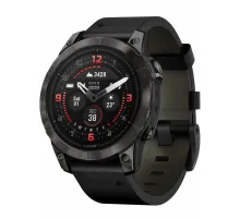 Garmin Epix Pro 2 47 Sapphire Carbon Gray Black Leather Band