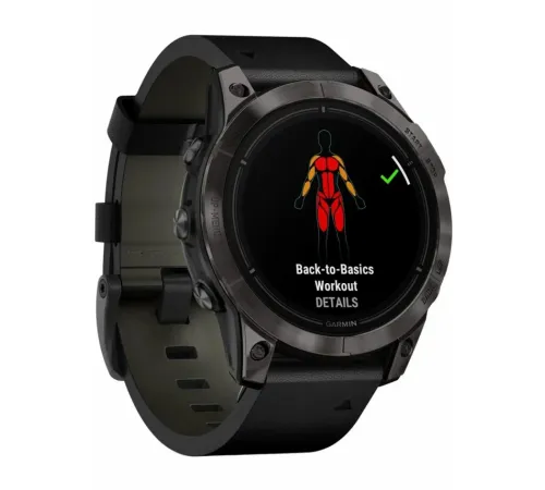 Garmin Epix Pro 2 47 Sapphire Carbon Gray Black Leather Band