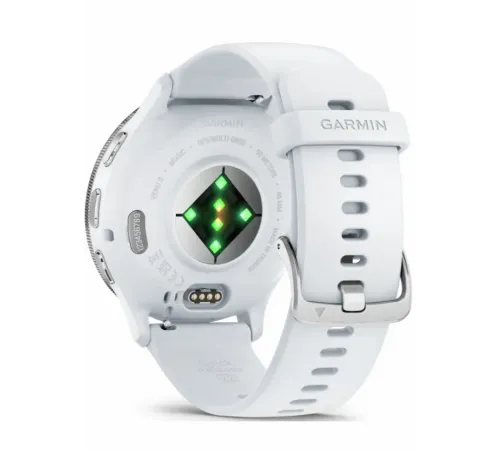 Garmin Venu 3 Silver Stainless Steel Bezel with Whitestone Case and Silicone Band