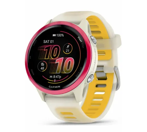 Garmin Forerunner 570 - 42mm Raspberry Aluminum with Translucent Bone/Mango Band