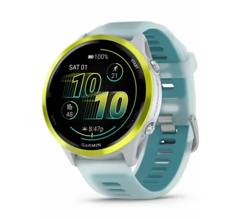 Garmin Forerunner 570 - 47mm Amp Yellow Aluminum with Translucent Whitestone/Turquoise Band