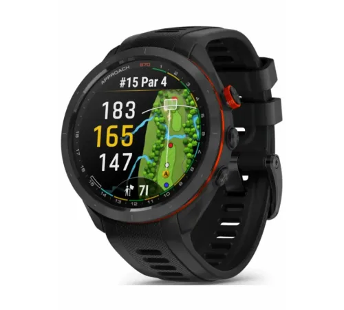 Garmin Approach S70 - 47 mm Black/Red Ceramic Bezel with Black Silicone Band